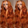 Onda do corpo 13x4 colorido peruca frontal do laço 13x6 gengibre laranja hd frente do laço peruca de cabelo humano sem cola para usar para as mulheres 30 Polegada cabelo