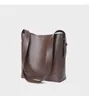 Evening Bags 2024 Design Genuine Leather Women High Quality Bucket Bag Lady Commuter Shoulder Solid Color Large-capacity Crossbody