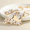 Aangepaste 3D naamplaatje ketting met twee harten gepersonaliseerde dubbellaags 18K vergulde hanger aangepaste twee namen ketting 240228