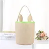 Couronnes de fleurs décoratives toile de jute panier de Pâques heureux avec des oreilles de lapin paniers seau en jute sac fourre-tout oeufs mignons cadeau bricolage sac à main lapin P Ott0Y