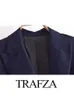 Trafza Women Casual Blazer Business Office Suit granatowy pod wysoką talię Szczupły suknia ślubna Tuxedo Party Spods 2 -Scech Set 240326