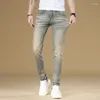 Jeans pour hommes rétro Simple marque de mode coupe ajustée maigre haut de gamme décontracté tout-Match Stretch porté pantalon délavé