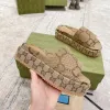 مصمم Slipper Fashion Sandals G Slippers Slippers مقرضة منصة البغال المسطحة من منصة Linen High Heel Sandal Sliders Sliders Sliders