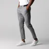 Calças masculinas Active Chinos Confortáveis ​​Homens Longos Elegantes Slim Fit Tornozelo Comprimento Casual Macio Tecido Respirável Mid Cintura Commuting Wear