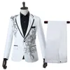 Elegant Appliqued Two-piece Men's Suit for Wedding Banquet Host Dance Prom Christmas Costume Men Blazer Chinese Style