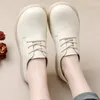 Casual Schuhe 2024 Frauen Oxford Wohnungen Pu Leder Runde Kappe Flache Ferse Business Koreanische Schwarz Weiß