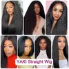 Synthetic Wigs Kinky Straight Wig Density Black Yaki Synthetic Lace Front Wig For Women Yaki Straight Hair Heat Fiber Kinky Afro ldd240313