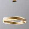Lustres pós-modernos minimalistas sala de estar candelabro nórdico quarto criativo designer anel em forma especial LED lâmpadas de restaurante de moda