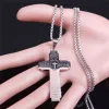 Christian Bible Cross Chain Necklace 14K Gold Pendant Halsband för män Religiös bön Jesus smycken