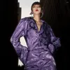 Robes décontractées 2024 Purple Print Robe sexy taille mi-longueur paragraphe lâche mince chemise à manches longues femme