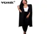 Womens Long Trench Coats Mantle Cloak White Black Colors Capes and Ponchoes Plus Size 2XL8753196