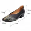 Geklede schoenen 3,5 cm koe echt leer dames mocassins print dames groot formaat elegantie flats mode dikke hakken ontwerper luxe zomer