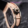 Orologio femminile RM Orologio elegante Orologio RM023 Serie da donna Meccanico automatico in titanio Fibra di carbonio Moda Full Hollow Oro rosa 18 carati