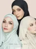 Jersey de coton côtelé Hijab écharpe longue châle femmes foulard musulman enveloppes bandeau rayé Maxi Turban extensible plissé Bandana 240301