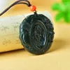 Pendants 49mm Natural Green Jade Half Buddha Devil Pendant Necklace Men Women Genuine Nephrite Hetian Jades Lucky Charms Amulets