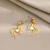 Boucles d'oreilles pendantes en acier inoxydable pour femmes, goutte de visage, esthétique créative pour bijoux 240228