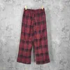 Mensbyxor Hög version CL Family Plaid Mönster med plysch och förtjockad rak ben Casual Wide Ben Pants Fashionabla och mångsidig lös passform för både män och kvinnor B