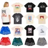 Designer Rhude Heren t-shirt Zomer Zware Stof Paar Mode t-shirts voor dames heren Korte Mouw Shorts Topkwaliteit man tee Amerikaanse maat S-XL Groothandel