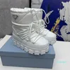 Plaque Snow Boots Designer Shearling Nylon boots Luxury Women Autumn Winter Logo Waterproof cloth Warm Big Teeth Thick Sole Snow Boots