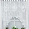 Rideaux 1 pièces blanc pure dentelle Swag cantonnière rideaux transparents pour cuisine porte cloison creux Transparent Floral Voile Patio rideaux