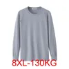 T-shirt manches longues pour hommes, hiver 7XL 8XL 134cm, grande taille 5XL 6XL, coton, maison, 240308