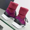 Varm försäljning rund tå kvinnor tränare tjock sula snörning utanför vandring strumpor stickhöjd ökar vårens höst kvinnliga klassiska platta kausala sneakers