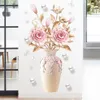 Creative Peony Flowers Vase Wall Sticker for Living Room Bedroom Decal 3D Wall Stickers Removable Decoration Painting Decor2473