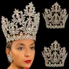 Levery Large Rhinestone Crown Tiara mode hårtillbehör lyxiga pannband Big Crystal Bridal Crown Women Jewelry For Miss 240305