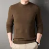 Herrtröjor män ulltröja tjockare 2024 Autumn Winter Long Sleeve Jumper Mockneck Man Warm Pure Pullover