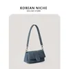 HBP icke-varumärke koreansk stil modedesign metall dekoration väska kvinnlig hundra handväska enkel denim tyg axel