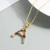 Halskette mit 26 englischen Buchstaben für Damen, farbige Halskette im Böhmen-Stil, AAA-Kubikzirkon, Schlüsselbeinkette für Mädchen