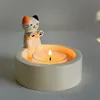 Criativo dos desenhos animados gato coelho castiçais resina decorativa gatinho aquecimento patas castiçal presente para gato decoração de casa