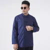 Camisas casuais masculinas de linho algodão camisa chinesa tang terno plus size 6xl 7xl 8xl cor sólida solta manga longa marca masculina