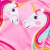 2024 Sommer Kinder Badeanzüge Mädchen Cartoon Einhorn Einteiliger Badeanzug Rüschen Mädchen Badeanzug Babybadebekleidung