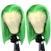 FANXITION Боб волосы, кружевные парики, зеленый прямой синтетический передний парик, короткий для женщин, до плеч, фронтальная косплей 240229