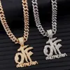 Other Hip Hop Only The Family OTF Crystal Letter Pendant Necklaces for Women Men Miami Iced Out Cuban Chain Necklace Punk Jewelry GiftL242313