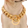 Collares de cadena de estrangulamiento de entrenamiento para perros de Metal de 15mm para perros grandes Pitbull Bulldog collar de perro antideslizante de acero inoxidable dorado y plateado fuerte 3044