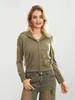 Sweatshirt met capuchon, crop-jack voor dames, sterborduurmotief, lange mouw, ritssluiting, herfst, slanke jas, streetwear 240313