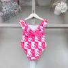 Popular kids one-pieces Swimsuit Designer girls swimwear Size 80-150 CM Letter logo printing child Beach Bikinis Children Swimwears 24Mar