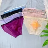 Mutande Uomo Slip sexy Senza cuciture Liscio Perizoma Rigonfiamento Mutandine Mesh Sheer G-String Vita bassa Solido Biancheria ad asciugatura rapida