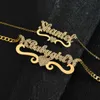 Acheerup nome personalizado colar de aço inoxidável personalizado para mulheres zircão carta destacável corrente cubana pingente jóias presentes 240313