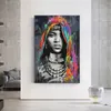 Donna nera africana Graffiti Art Poster e stampe Dipinti astratti su tela di ragazza africana sulle immagini di arte della parete Decorazione della parete171d