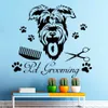 Tolettatura per cani da compagnia Adesivi murali con motivi artistici Murales Home Living Room Decor Adesivo per vetrine di negozi di animali Poster Wallpaper215a