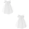 Bridal Veils 2 Pack Hair Clip Bow Veil Pearl For Bride Mini Mesh White With Lace Girl