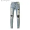 Jeans masculinos jeans roxo designer homens jeans mulheres homem slim fit denim carta impressão calças rasgadas jeans mens streetwear calças de tamanho grande jeans l240313