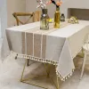 Pads Battilo Linen Tablecloth Rectangular Tables Cloth With Tassel Waterproof Coffee Desks Cover for Dining Table Wedding Decor