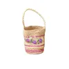 French Lafite Grass Handheld Bucket Bag Holiday Style Handmade Woven Bag Mesh Red Hollow Woven Shoulder Bag 240315