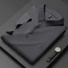 Luxury Summer Ice Silk Seamless Polo Shirts Men Business Casual T-Shirts Slim Short Sleeve Social Office Wid Down Collar Tops 240306