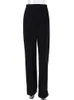 Mnealways18 Spring Summer Black Ladies Office Trousers Womens High Waist Pants Pockets Female Pleated Wide Legs Pants Solid 240309