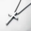 Andere Neue Edelstahl Kreuz Anhänger Halskette für Männer Frauen Minimalistischen Schmuck Männlich Weiblich Halsketten Colliers Silber Farbe L24313